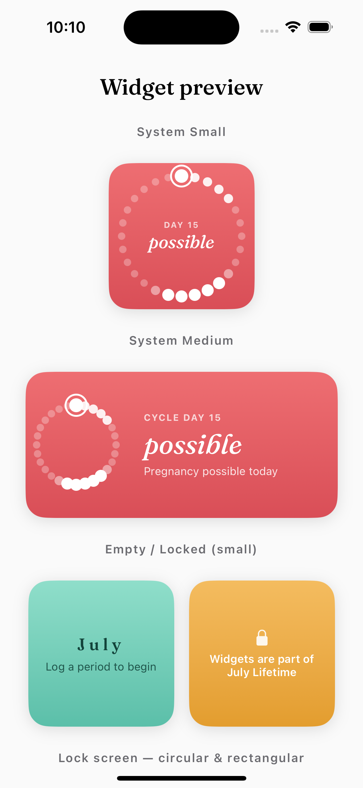 July widgets